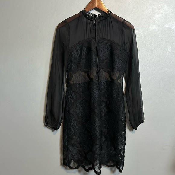X by NBD MICHELLE lace sheer detail DRESS black size 4- gently used - Picture 4 of 16